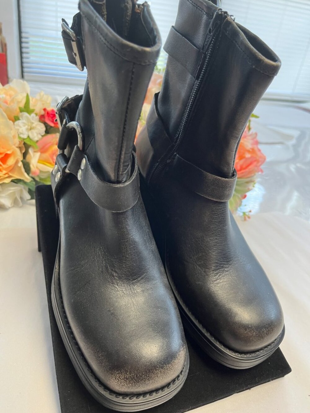 Steve Madden Brixton Harness Moto Boots Black Leather Upper Size 7 - Picture 10 of 15